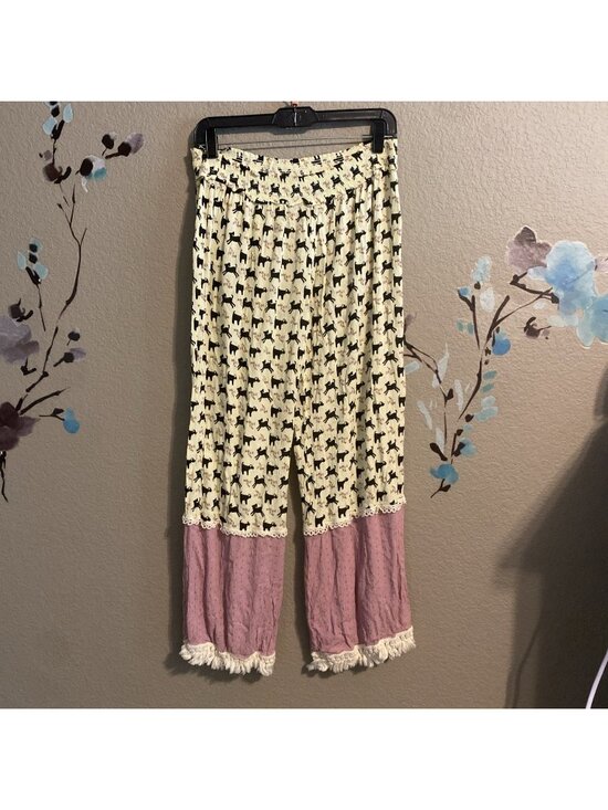 NATURAL LIFE Pants - natural life mimi patchwork pants M palazzo puppies patchwork